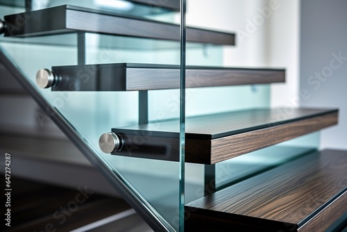 modern stairs in a family house with a glass