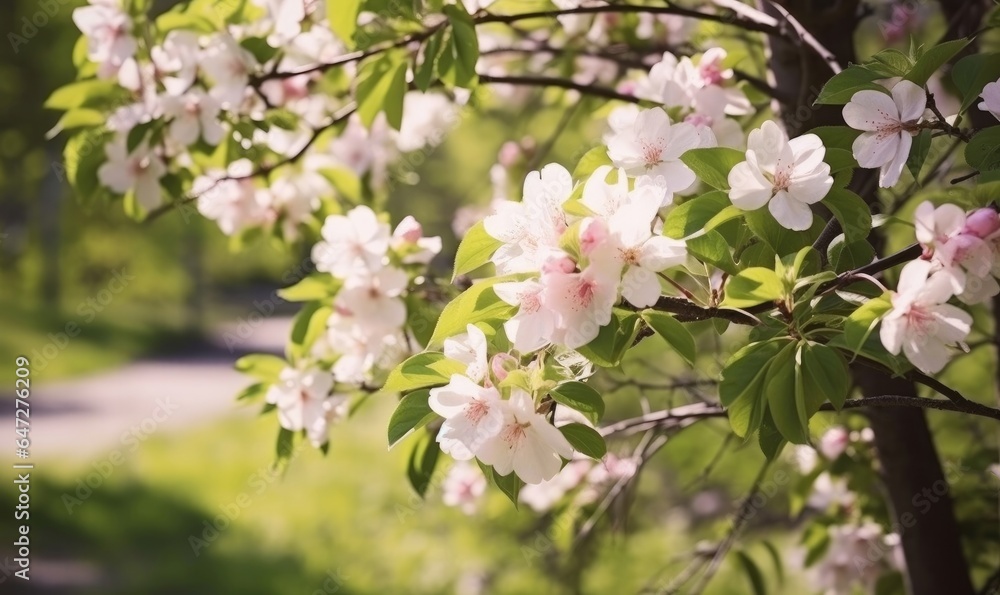 Obraz premium Flowering trees in the spring. Selective focus. spring background, Generative AI