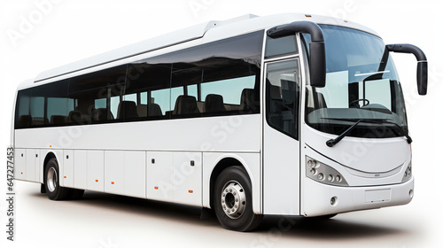 Journey Ahead: Modern White Tour Bus on White