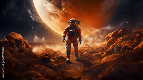 Spaceman or astronaut on the surface of moon © ZayNyi