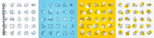 Vector icons set of World statistics, No waterproof and Hypoallergenic tested line icons pack for web with Medical mask, Windmill turbine, Ambulance car outline icon. Chemistry lab. Vector