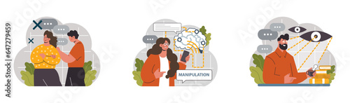 Manipulation. Psychological control method. Domination exploitation