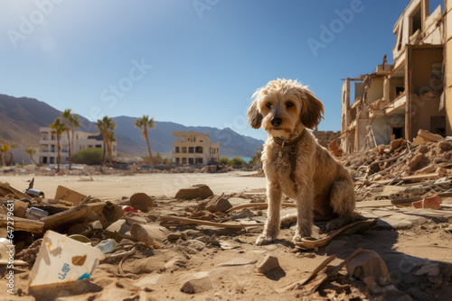 Canine Reflecting on a Changed World Post-Natural Disaster