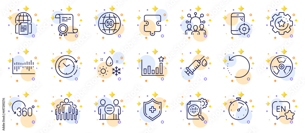 Outline set of Squad, Recovery data and Time change line icons for web app. Include Puzzle, Group, Internet documents pictogram icons. Timer, Seo stats, Column diagram signs. Efficacy. Vector Outline set of Squad, Recovery data and Time change line icons for web app. Include Puzzle, Group, Internet documents pictogram icons. Timer, Seo stats, Column diagram signs. Efficacy. Vector