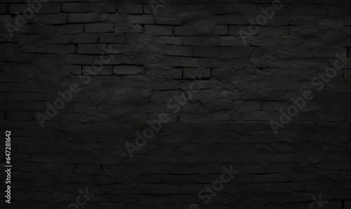 Abstract Black wall texture for pattern background. wide panorama picture. Black wall texture rough background dark concrete old grunge background black, texture background page web, Generative AI