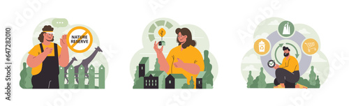 Sustainability set. Environmental protection, climate and nature preservation.
