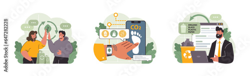 Sustainability set. Environmental protection, climate and nature preservation.