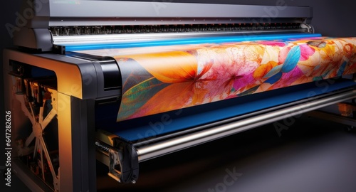 Wide-format inkjet printer. Color toners ink in the digital printer, Generative AI photo