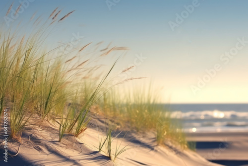 Dry grass on the sand by the sea. © July P