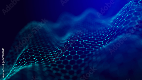 Abstract digital wave. Digital network background. 3D rendering