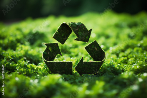 Symbol of recycling to represent ecology and the green economy boom