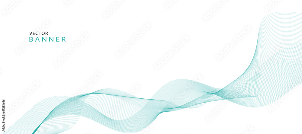 Abstract illustration of vector banner. Modern vector banner template with blue wavy lines