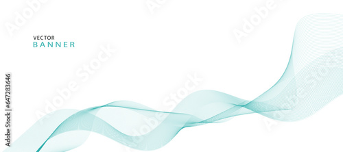 Abstract illustration of vector banner. Modern vector banner template with blue wavy lines