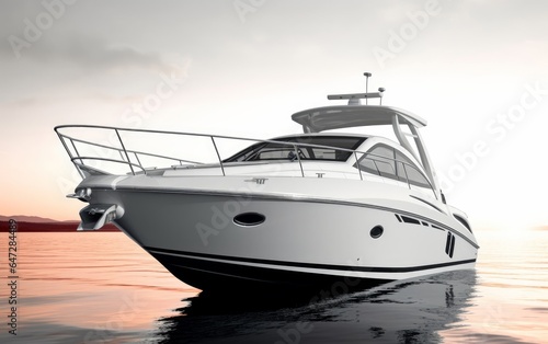 The image of white luxury motor boat, Generative AI © Reeta