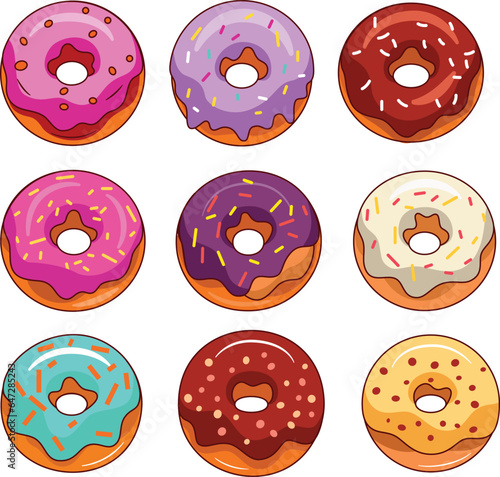 Vector Illustration Set Donuts