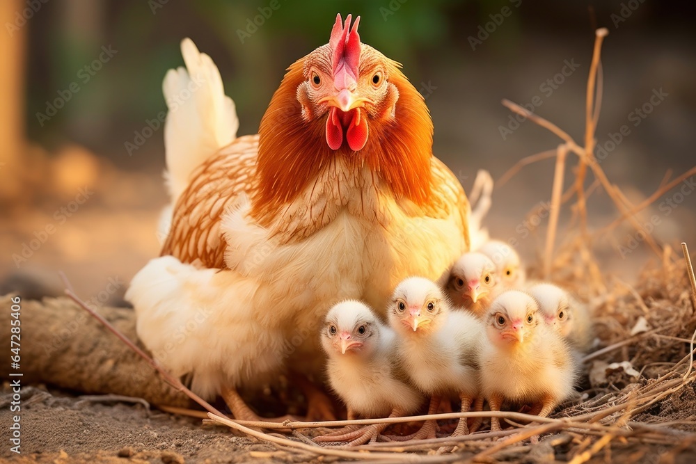 Fototapeta premium hen with chicks.