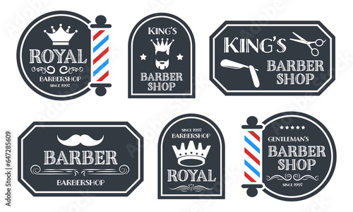 Barber shop - set of vintage advertising signs. Barbershop Vector Retro Labels.