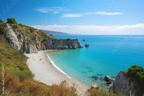 Beautiful view of the coastline at Capo Vaticano beach in Calabria. Generative AI © Thomas
