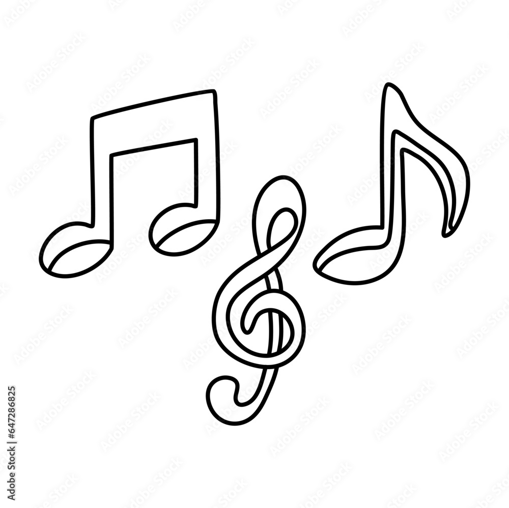 Set of music notes symbols, doodle hand drawn flat design vector illustrations Set of music notes symbols, doodle hand drawn flat design vector illustrations