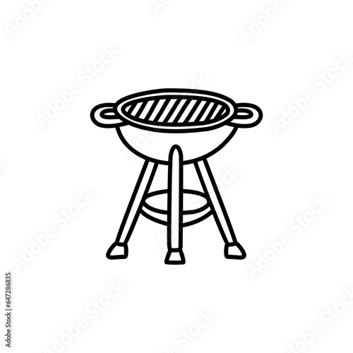 Doodle Hand drawn barbecue grill illustration in vector. Doodle barbecue grill illustration in vector
