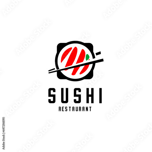 vector logo for sushi restaurant and stick