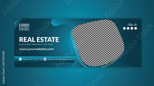 Vector modern dream home is waiting yellow black social media timeline cover