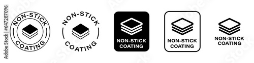 Non Stick Coating, set of vector labels for kitchen pan or cooking pot.
