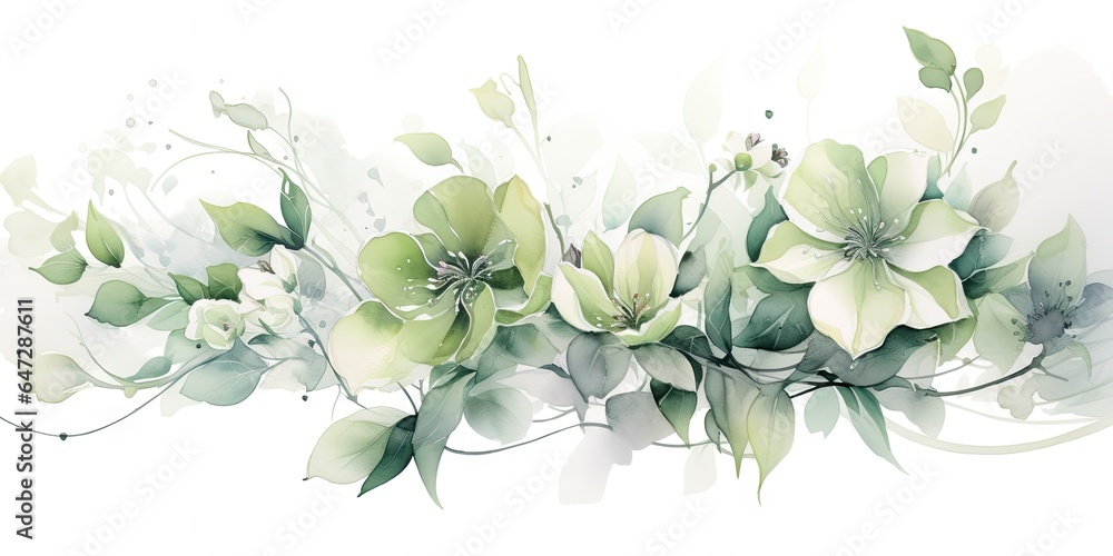 floral watercolor illustration Generative AI - obrazy, fototapety, plakaty 