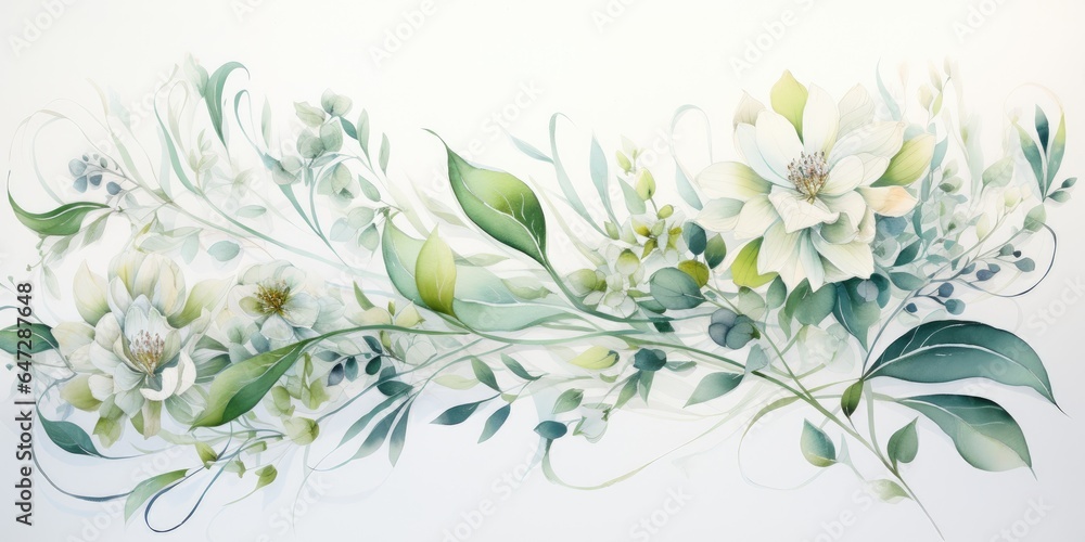 a watercolor painting of green plants and leafs Generative AI a watercolor painting of green plants and leafs Generative AI