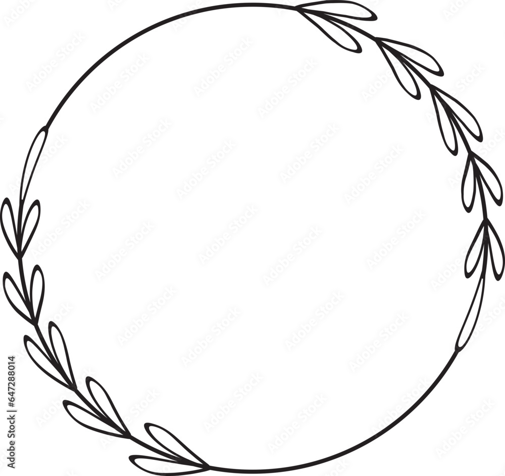 Leaf Frame Wreath Outline Leaf Frame Wreath Outline