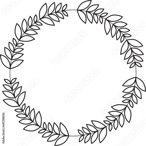 Leaf Frame Wreath Outline
