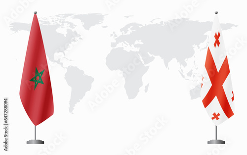 Morocco and Georgia flags for official meeting