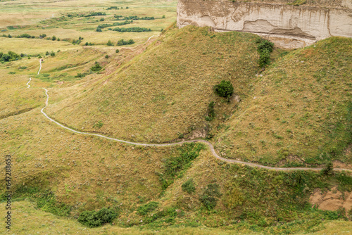 Canvas Print Saddle Rock Trail leading to the summit of Scotts Bluff National Monument in lat