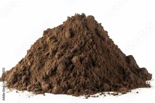 Isolated soil pile on white background, ideal for gardening. Rich in minerals and natural pH. Generative AI