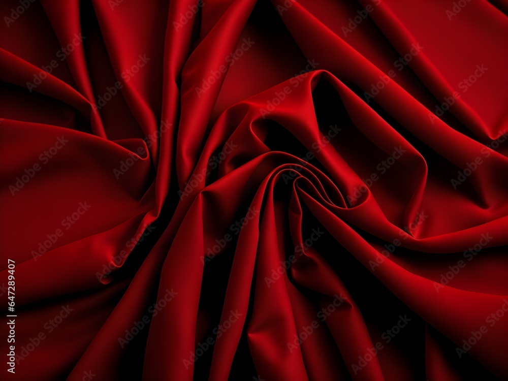 Close-Up of Swirling Red Silk Fabric: Vibrant Elegance Close-Up of Swirling Red Silk Fabric: Vibrant Elegance