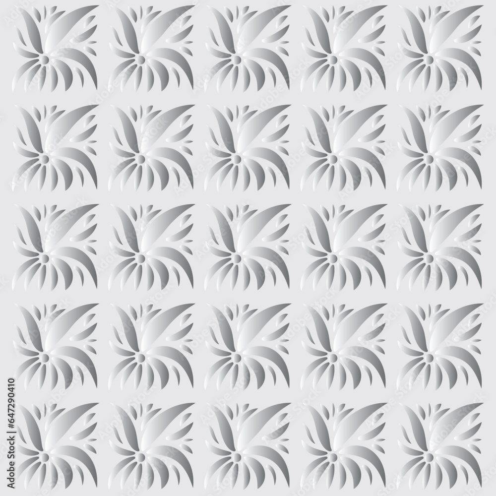 silver flower pattern, decorative model for interior design, background 