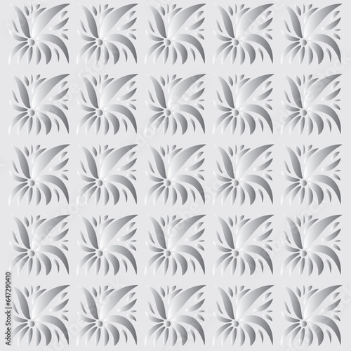 silver flower pattern, decorative model for interior design, background 