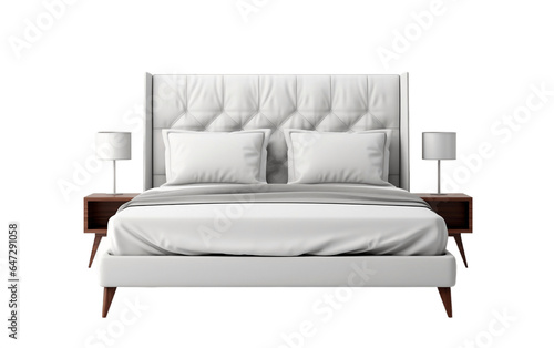 Modern Bed Isolated on a Transparent Background PNG. Generative AI