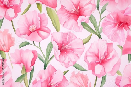 Colorful Pink Tulip Flower Watercolor Pattern Background. Wallpaper. Valentine s Day Banner. Abstract. Winter. Christmas. Generative AI