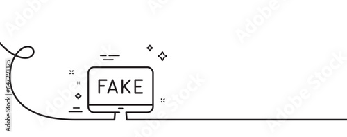 Fake news line icon. Continuous one line with curl. Propaganda conspiracy tv sign. Wrong truth symbol. Fake news single outline ribbon. Loop curve pattern. Vector