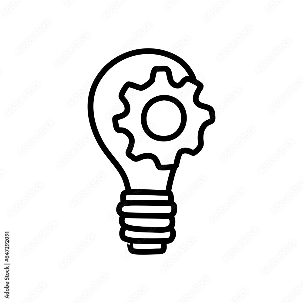 Doodle idea bulb, brainstorming bulb concept hand drawn black and white vector illustration. Doodle idea bulb, brainstorming bulb concept hand drawn black and white vector illustration.