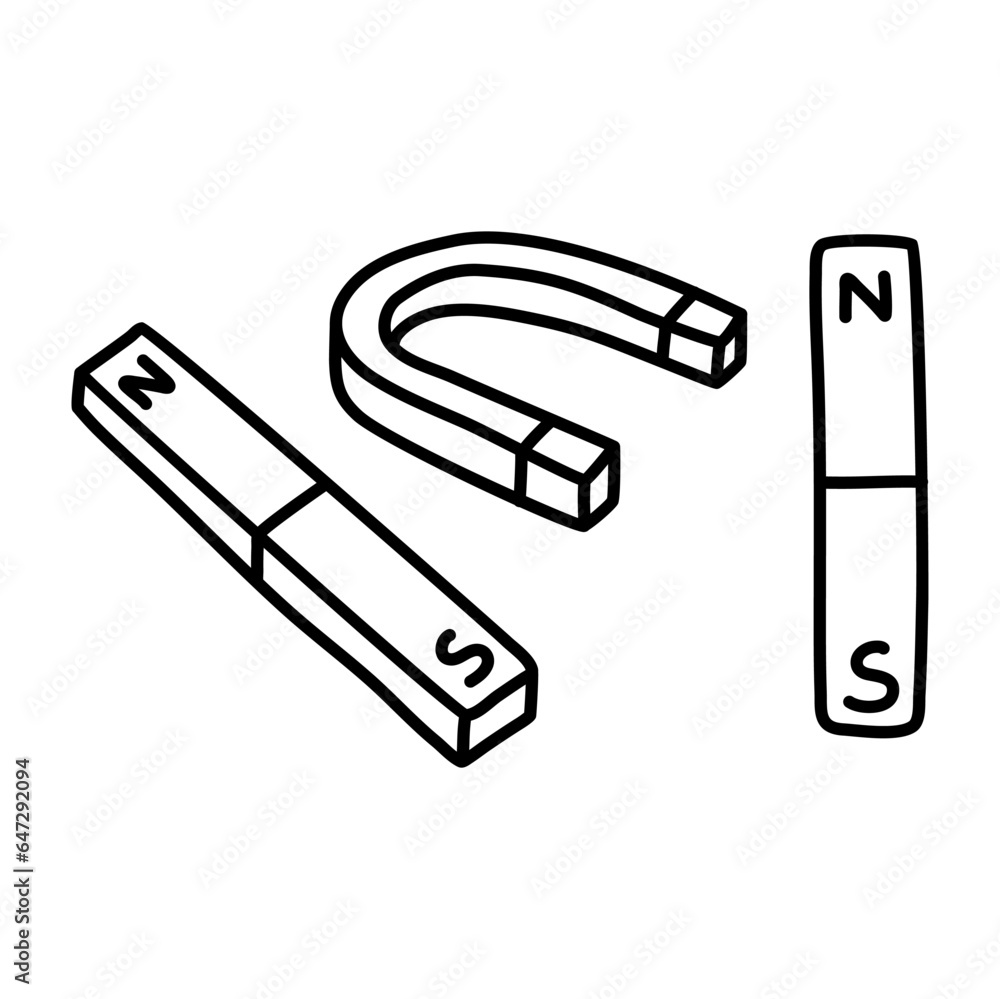 Magnet doodle icon. Outlined on white background. Magnet doodle icon. Outlined on white background.