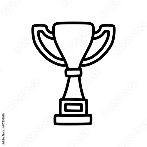 Trophy sketch doodle. Hand drawn winners prize on white background.