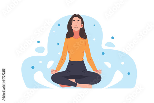 flat illustration of a woman meditating
