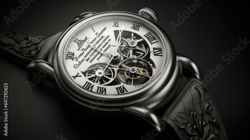 Luxury Wristwatch with a Skeletonized Dial and a Leather Strap