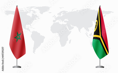 Morocco and Vanuatu flags for official meeting