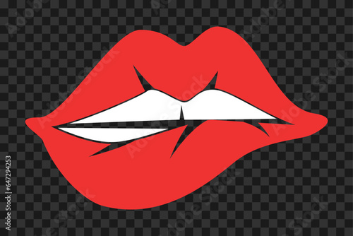 Sexy female lips silhouette icon, vector glyph sign. Female lips symbol isolated on dark and light transparent backgrounds.