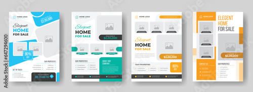 Professional vertical real estate flyer template layout design.