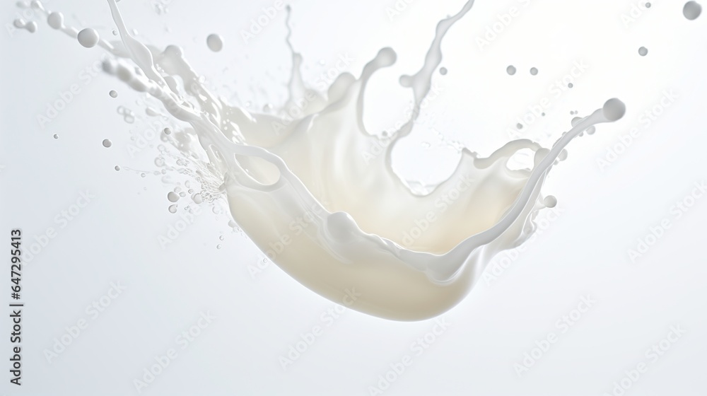 Milk splash out of glass isolated white background. AI generated Milk splash out of glass isolated white background. AI generated