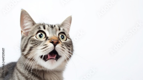 Crazy surprised cat pets close-up.AI generated image photo